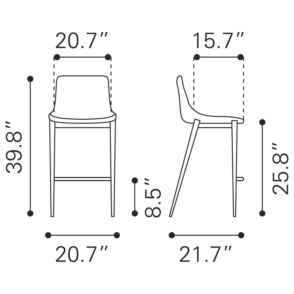 Zuo Modern Magnus Counter Chair in Gray/Dark Brown &#40;Set of 2&#41;, , large