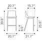 Zuo Modern Magnus Counter Chair in Gray/Dark Brown (Set of 2), , large