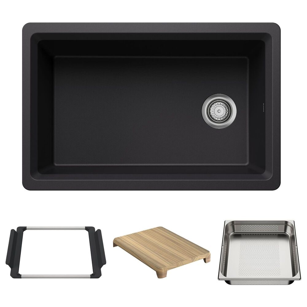 Blanco Inteos 30" Undermount Single Bowl Kitchen Sink in Coal Black, , large