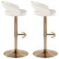 LumiSource Grotto Adjustable Bar Stool with White Faux Leather Upholstery in Gold (Set of 2), , large