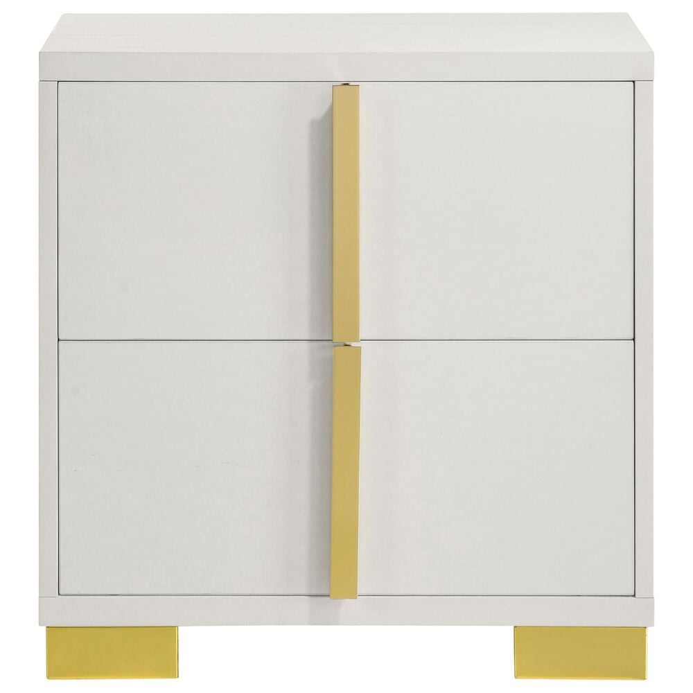 Pacific Landing Marceline 2-Drawer Nightstand in White and Gold, , large
