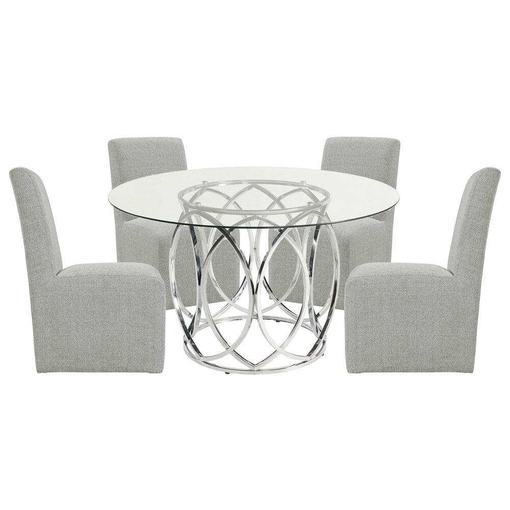 Mayberry Hill Merlin and Nero 5-Piece Round Dining Set in Clear and Chrome, , large