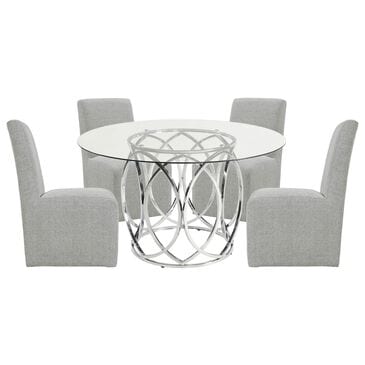 Mayberry Hill Merlin and Nero 5-Piece Round Dining Set in Clear and Chrome, , large