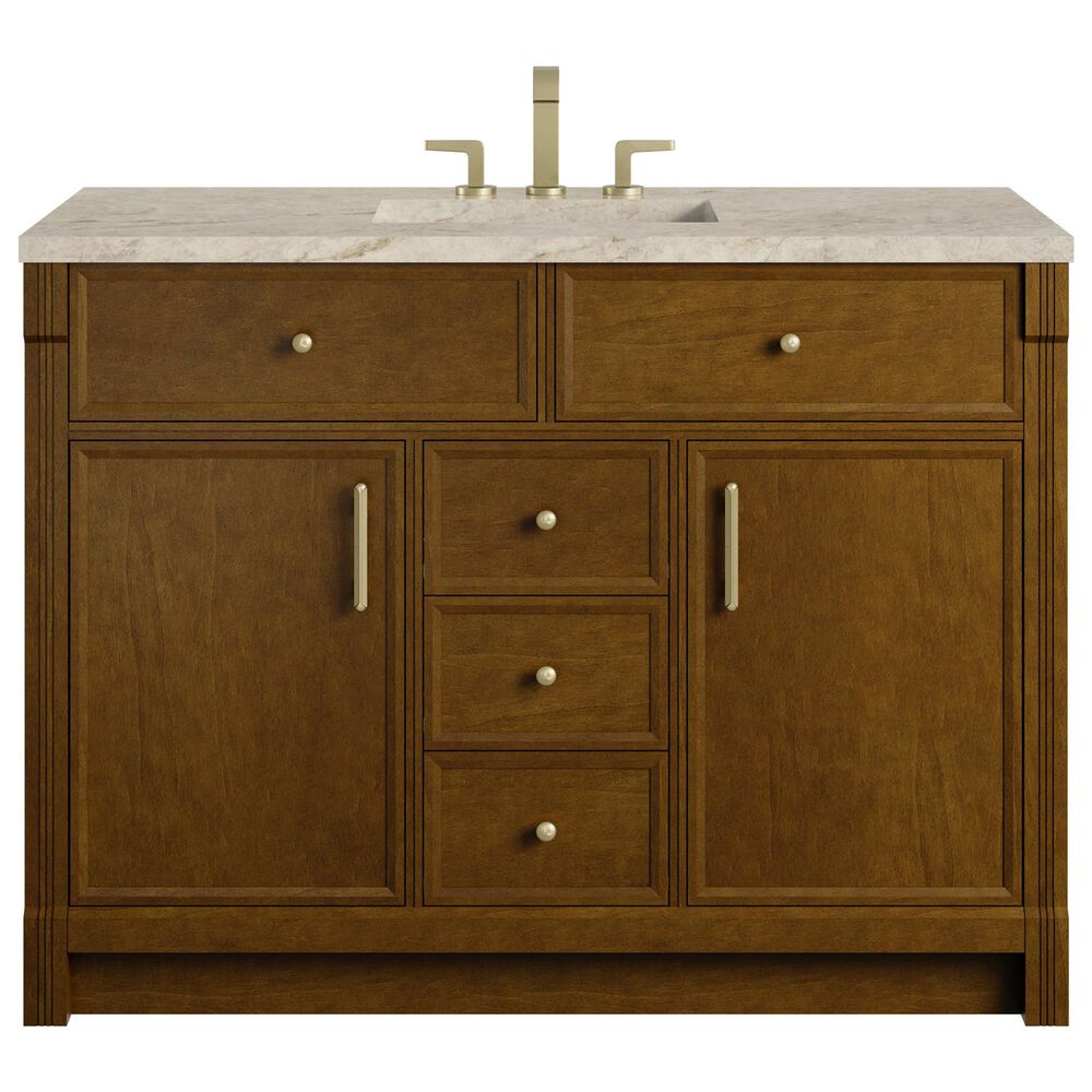 James Martin Bellshire 48" Single Bathroom Vanity in Honey Oak with 3 cm Tajnar Eclos Top and Rectangular Sink, , large