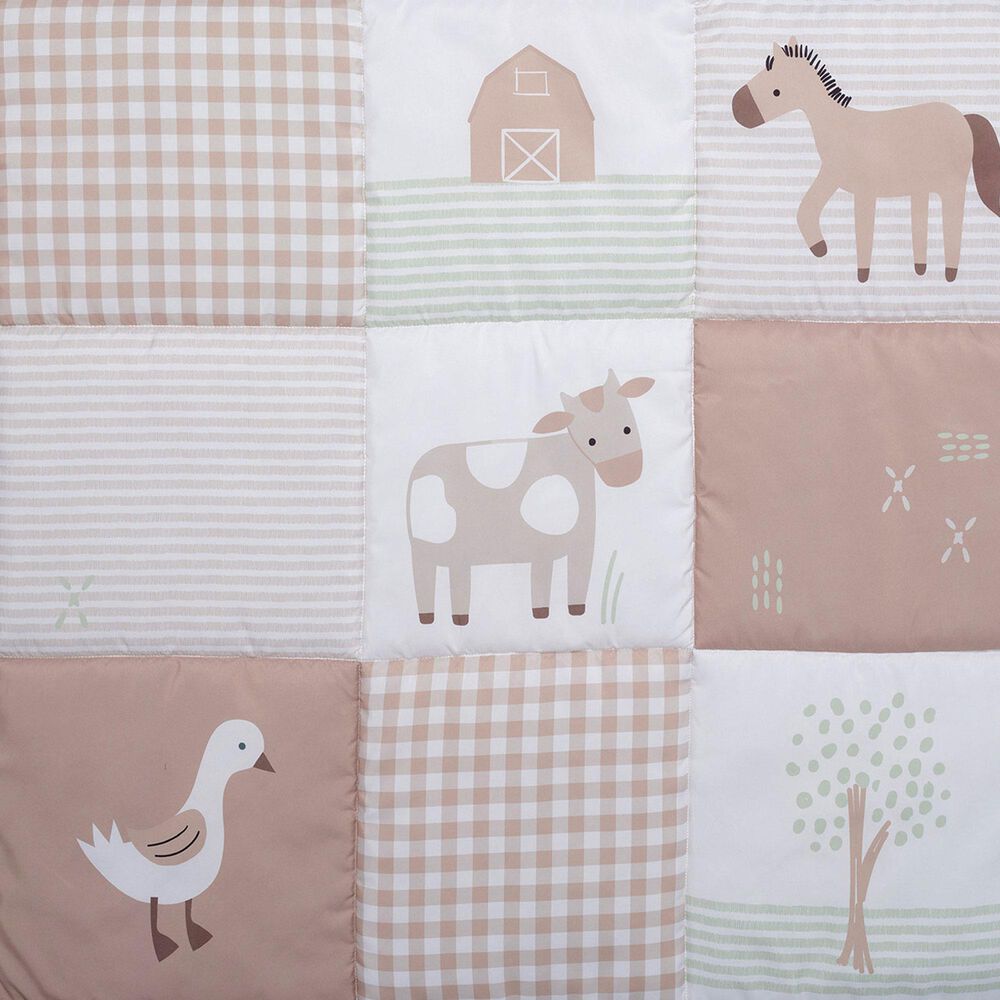 Lambs &amp; Ivy Farmyard 3-Piece Crib Bedding Set in Taupe, White and Sage Green, , large