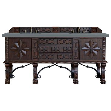 James Martin Balmoral 72" Double Bathroom Vanity in Antique Walnut with 3 cm Cala Blue Quartz Top and Rectangular Sinks, , large