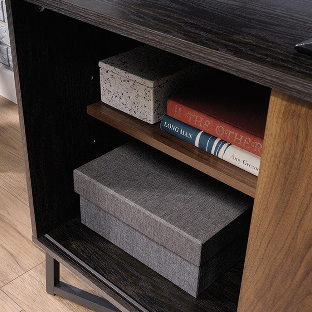 Sauder Canton Lane 54&quot; TV Credenza in Brew Oak, Grand Walnut and Black, , large