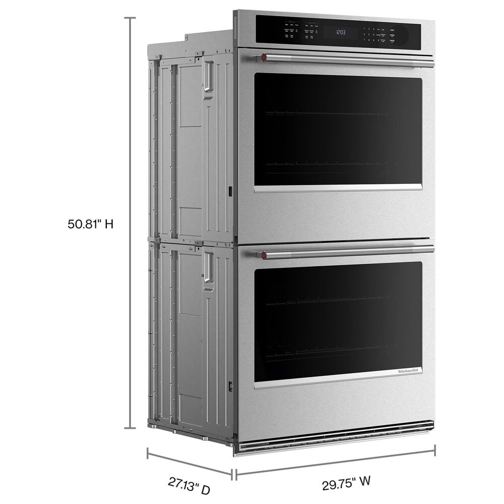 KitchenAid 30&quot; Double Wall Oven with Air Fry Mode in PrintShield Stainless, , large