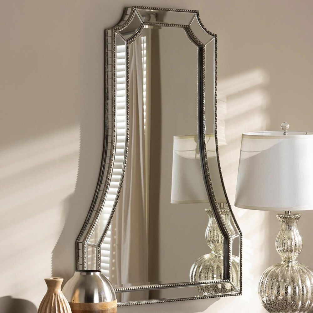 Baxton Studio Sanna Accent Wall Mirror in Antique Silver, , large