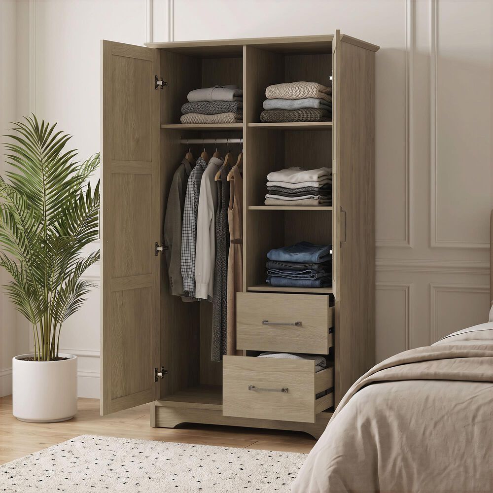 Coaster Cassara 2 Door Wardrobe Cabinet in Latte, , large
