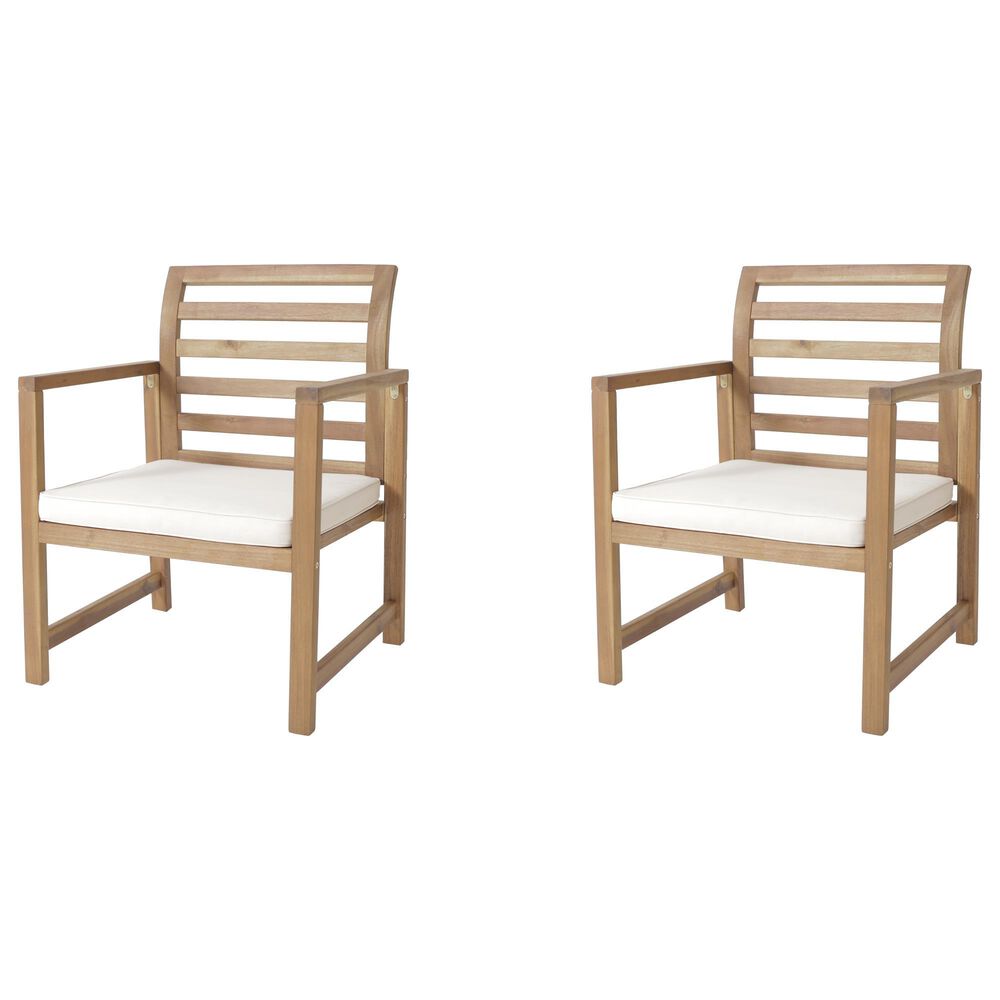 Hearth and Haven Outdoor Club Chair with White Cushion in Natural &#40;Set of 2&#41;, , large