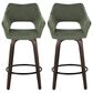 LumiSource Mustang 26" Swivel Counter Stool with Green Fabric Upholstery in Glazed Walnut and Black (Set of 2), , large
