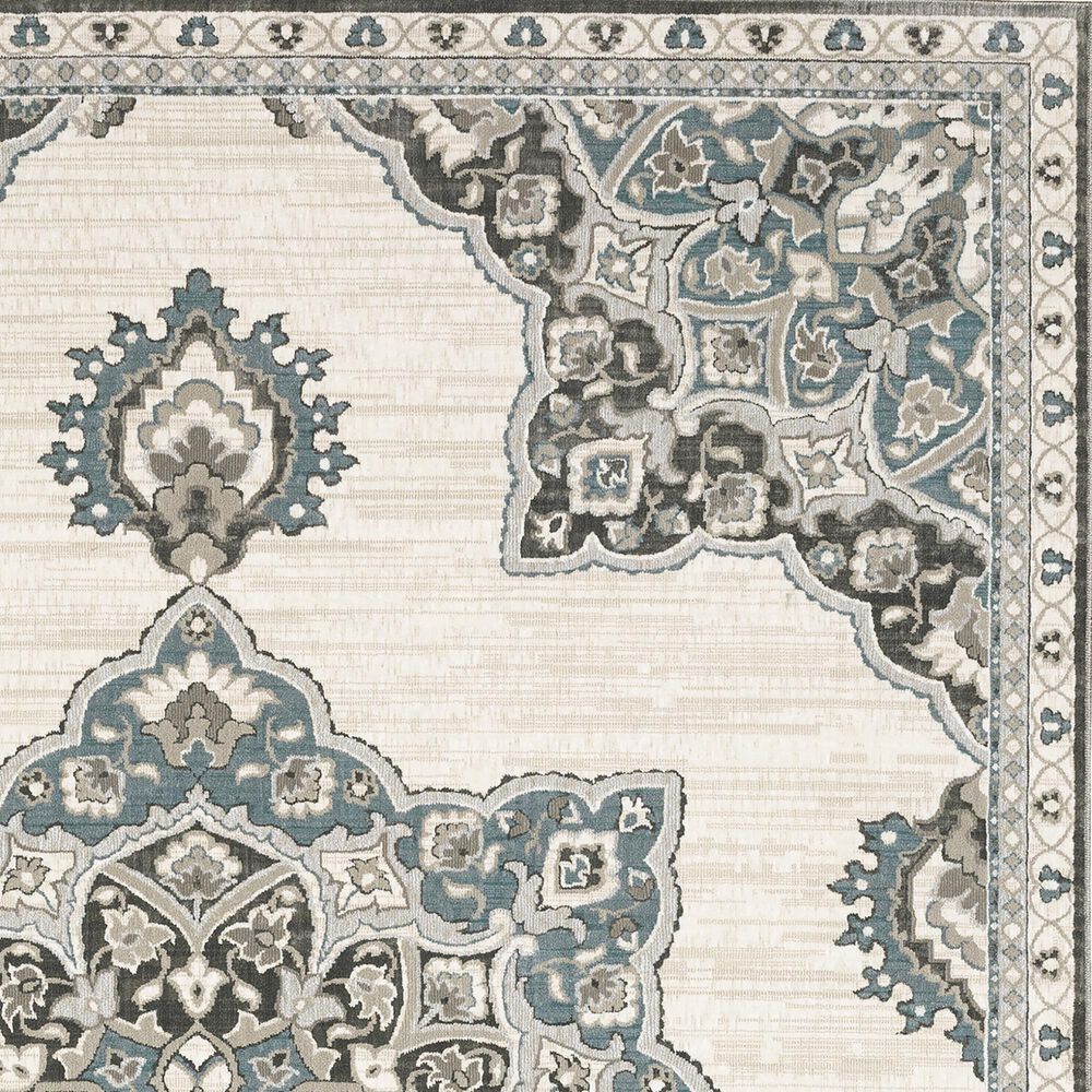 Oriental Weavers Ellington 2&#39;3&quot; x 7&#39;6&quot; Ivory and Blue Runner, , large