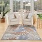 Nourison Aloha 3"6" x 5"6" Blue and Mocha Indoor/Outdoor Area Rug, , large