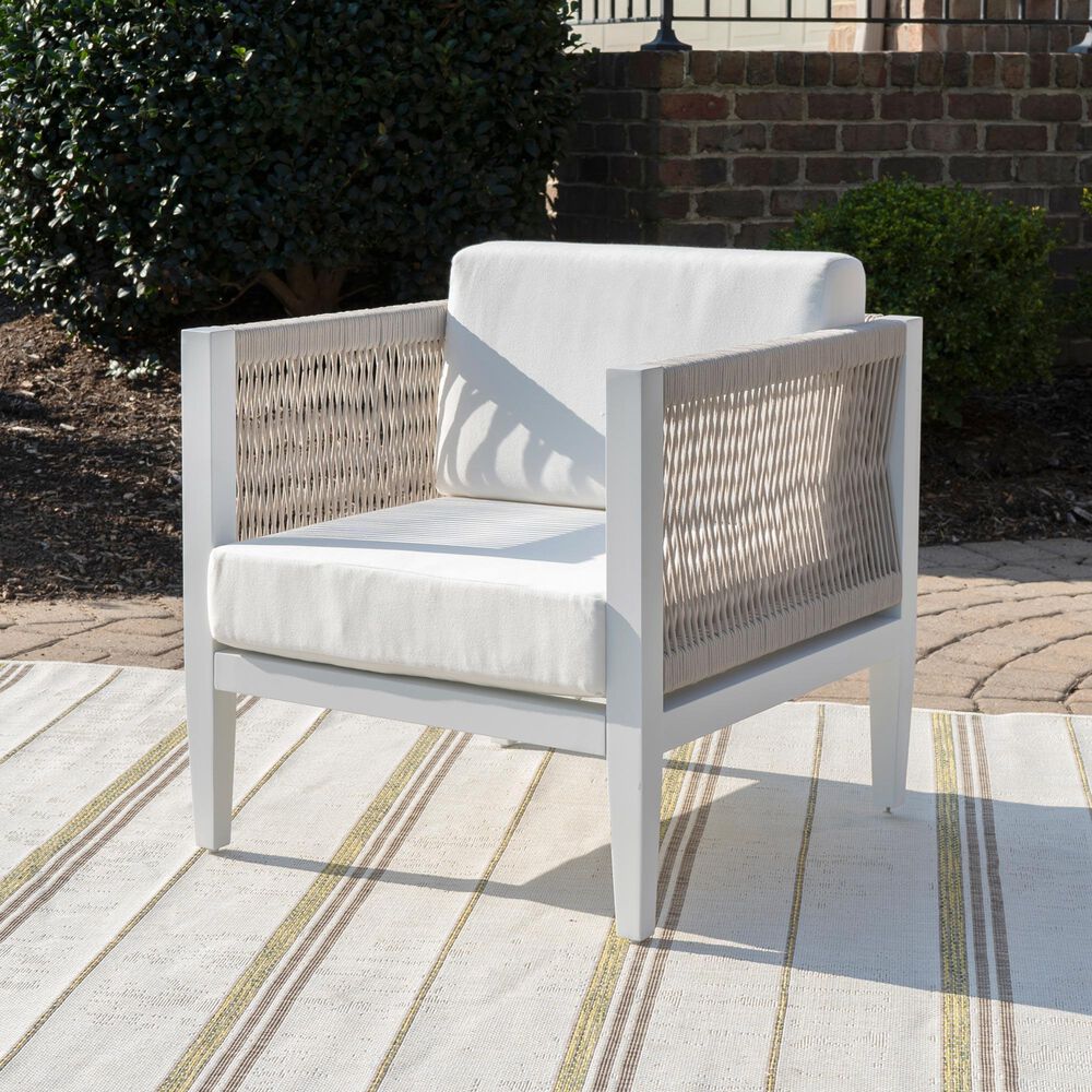 Linon Home Decor Claiborne Patio Arm Chair in Soft White, , large