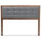 Baxton Studio Sarine Full Panel Headboard with Dark Grey Upholstered in Walnut Brown, , large