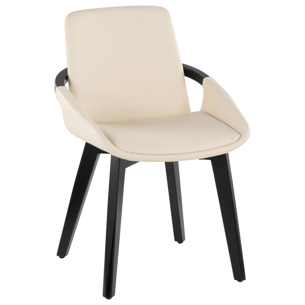 LumiSource Cosmo Accent Chair with Faux Leather Cushion in Cream, , large