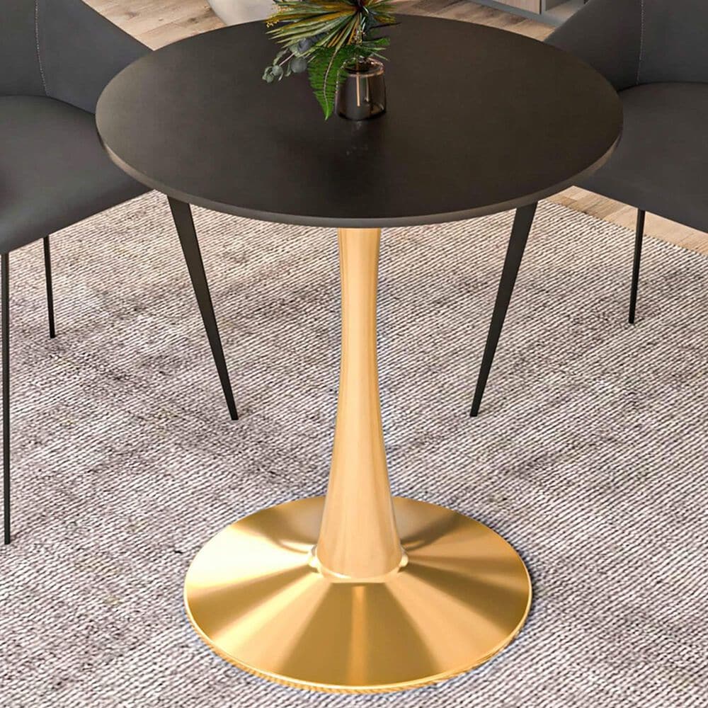 Leisuremod Bristol 27&quot; Round Dining Table with MDF Top in Gold and Black - Table Only, , large