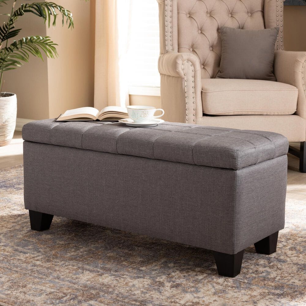 Baxton Studio Fera Storage Ottoman in Gray, , large