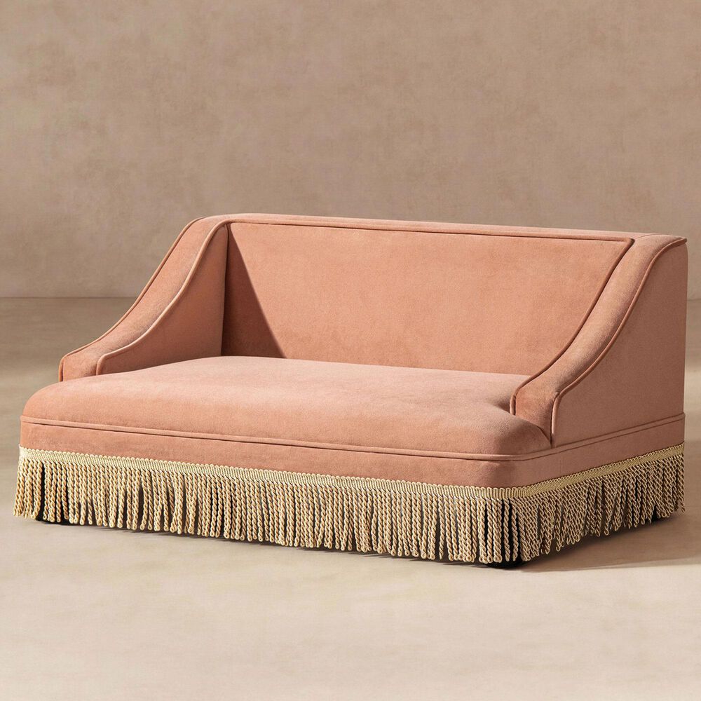 Jennifer Taylor Home Duchess 33" Medium Princess Pet Bed Sofa with Fringe Skirt in Peach Orange, , large