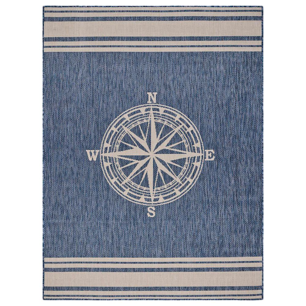 L&R Resources Seaside 1"10" x 3" Navy and White Indoor/Outdoor Area Rug, , large