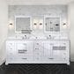 Lexora Home Dukes 84" Double Bathroom Vanity in White with 2 cm White Quartz Top and Rectangular Sinks, , large