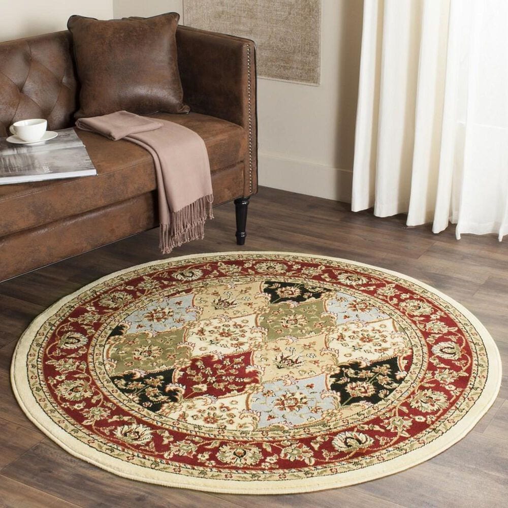 Safavieh Lyndhurst LNH320 5&#39;3&quot; Round Multicolor and Red Area Rug, , large