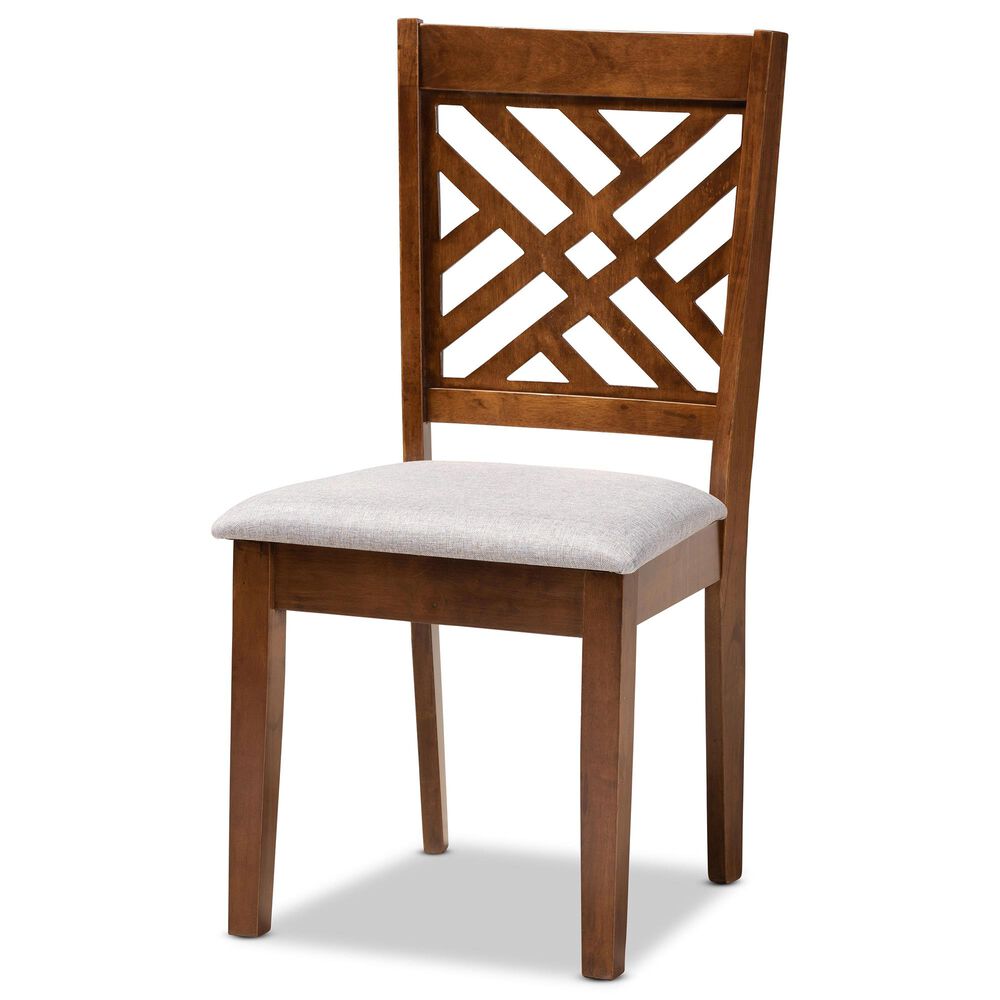 Baxton Studio Edona 5-Piece Dining Set in Grey/Walnut Brown, , large