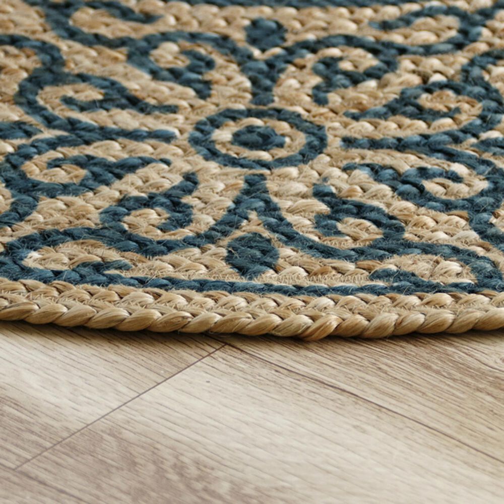 L&amp;R Resources Synergy 6&#39; Round Tan and Slate Teal Area Rug, , large