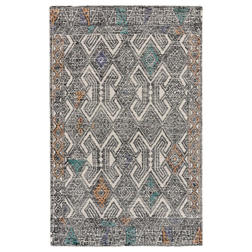 Feizy Arazad 5" x 8" Black and Tangerine Area Rug, , large