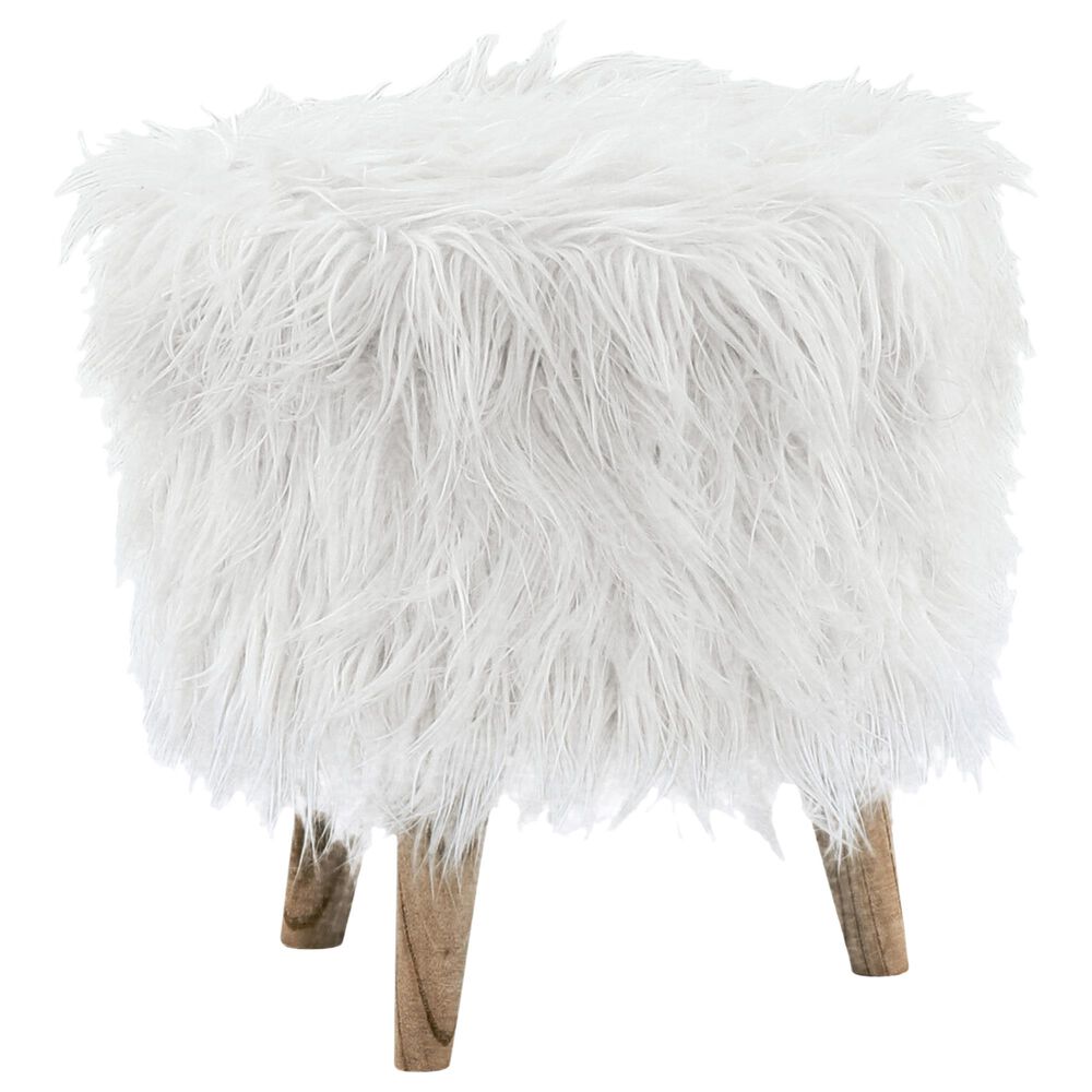 Signature Design by Ashley Elson Storage Ottoman in White Faux Fur, , large