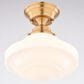 Vaxcel Huntley 10" 1-Light Semi Flush Mount with Milk Glass Shade in Natural Brass, , large