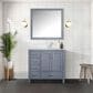 Lexora Home Jacques 36" Right Offset Single Bathroom Vanity in Dark Grey with 2 cm White Quartz Top and Rectangular Sink, , large