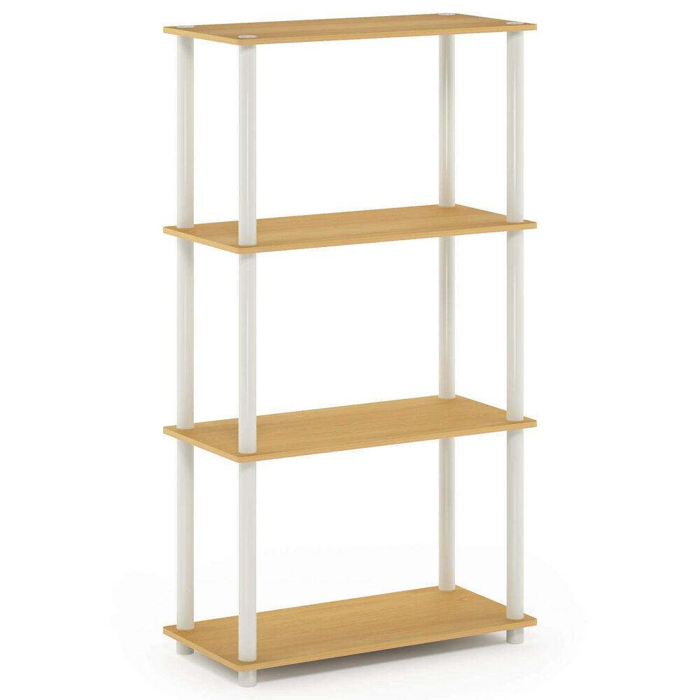 HOMLUX Turn-N-Tube 4-Tier Multipurpose Shelf Display Rack in Beech and White, , large
