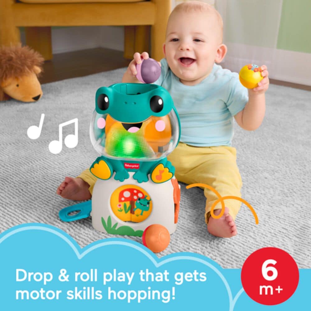 Fisher Price Infant Light-Up and Roll Frog Activity Toy, , large