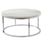 Crystal City Echo Cocktail Table in White Marble and Chrome, , large