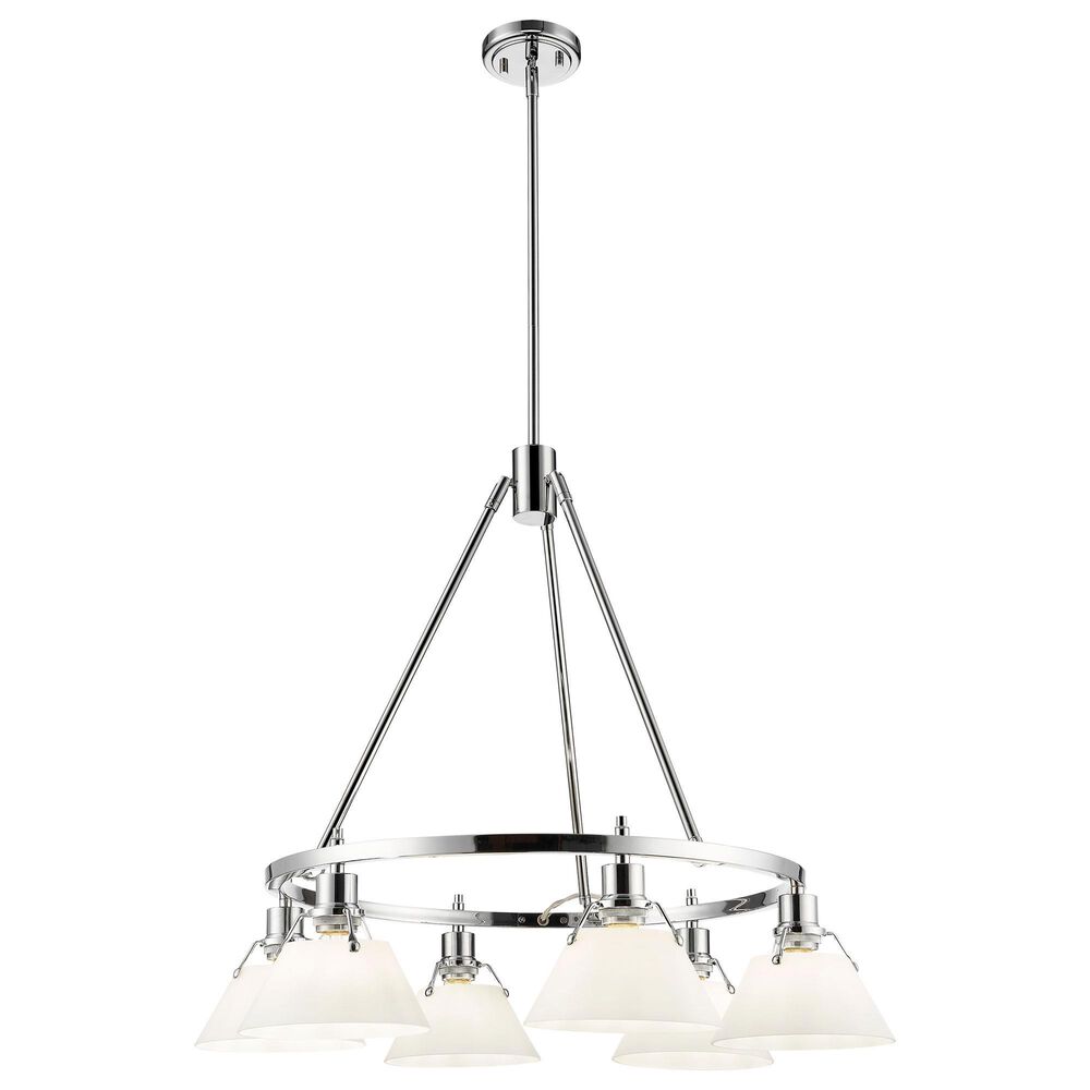 Golden Lighting Orwell 6-Light Chandelier with Opal Glass Shade in Chrome, , large