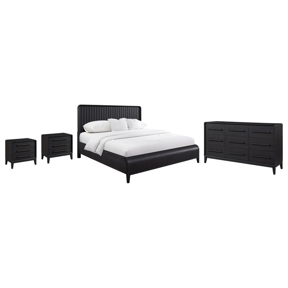 Sterling Timber Elure Queen Waterfall Panel Bed with Dresser and 2 Nightstands in Peppercorn, , large