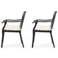 Hearth and Haven Outdoor Aluminum Dining Chair with X-Back Design and Ivory Cushion in Black (Set of 2), , large