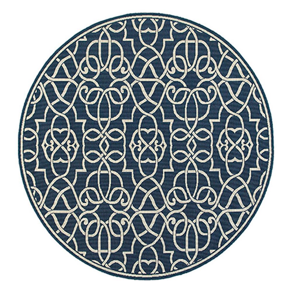 Oriental Weavers Meridian 7&#39;10&quot; Round Navy Area Rug, , large