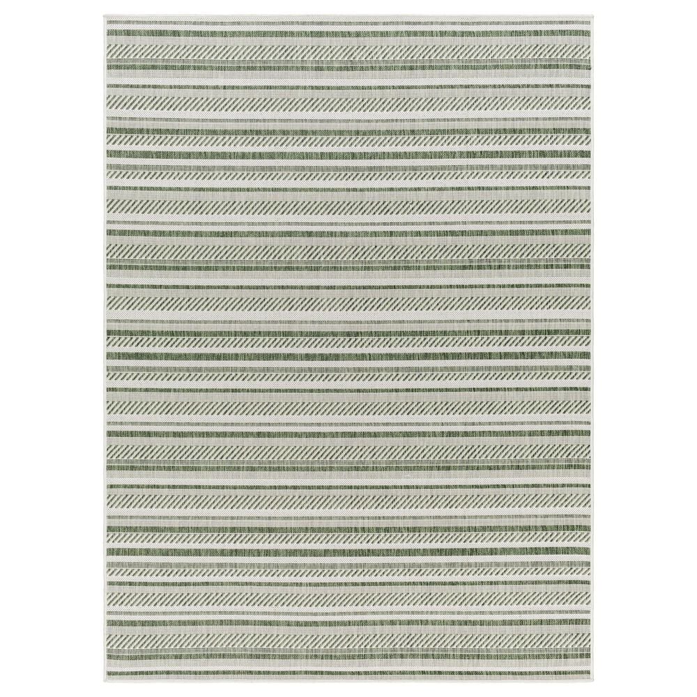 Surya Eagean EAG-2422 Grass Green, Ivory, Dark Green and Seafoam 6&#39;7&quot; x 9&#39; Indoor/Outdoor Area Rug, , large