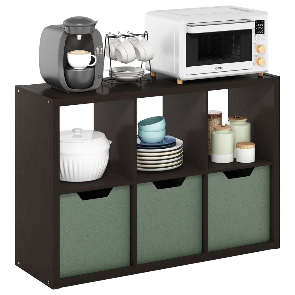 HOMLUX 6-Cube Reversible Open Back Bookshelf in Dark Oak, , large