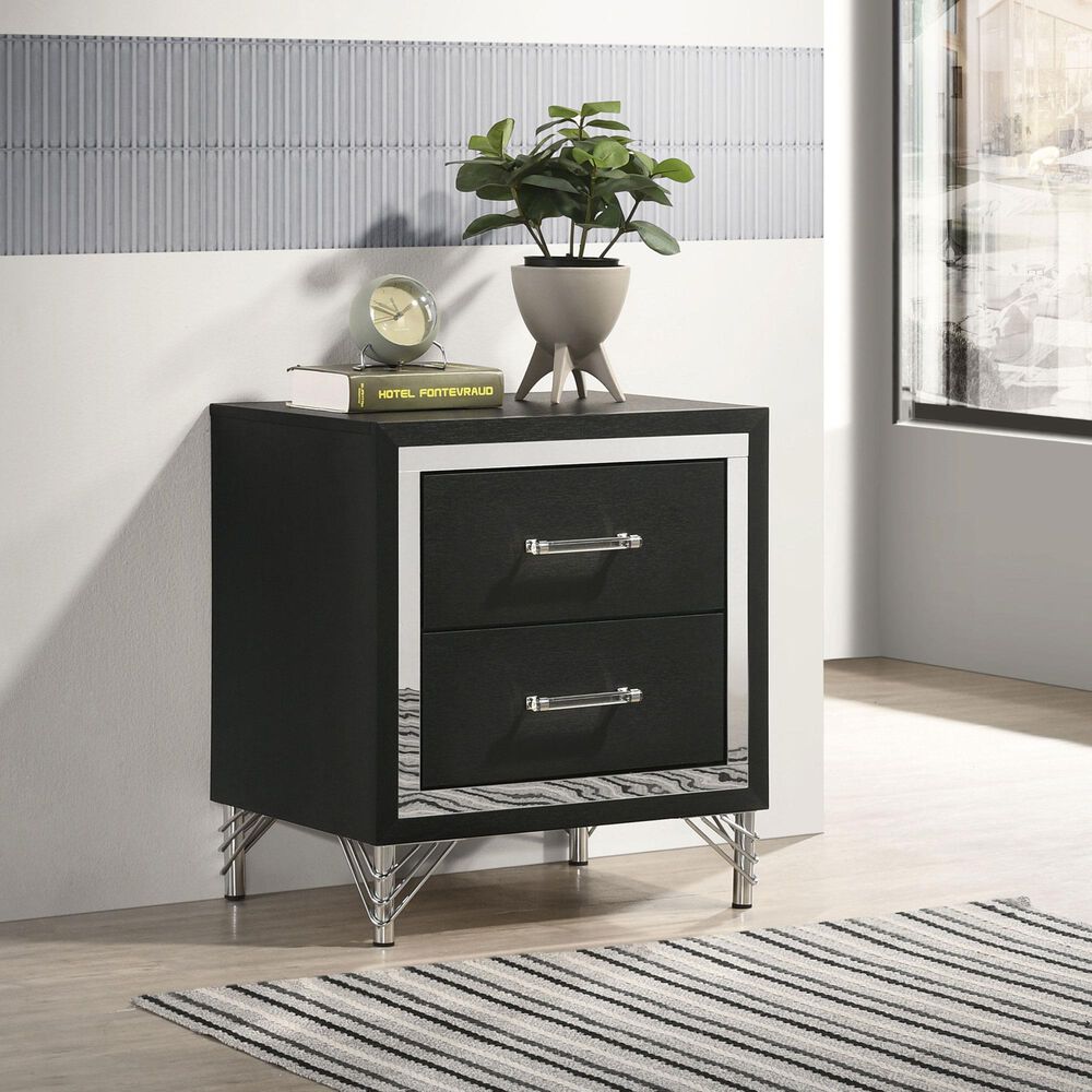 Coaster Lucia 2-Drawer Nightstand in Black and Chrome, , large