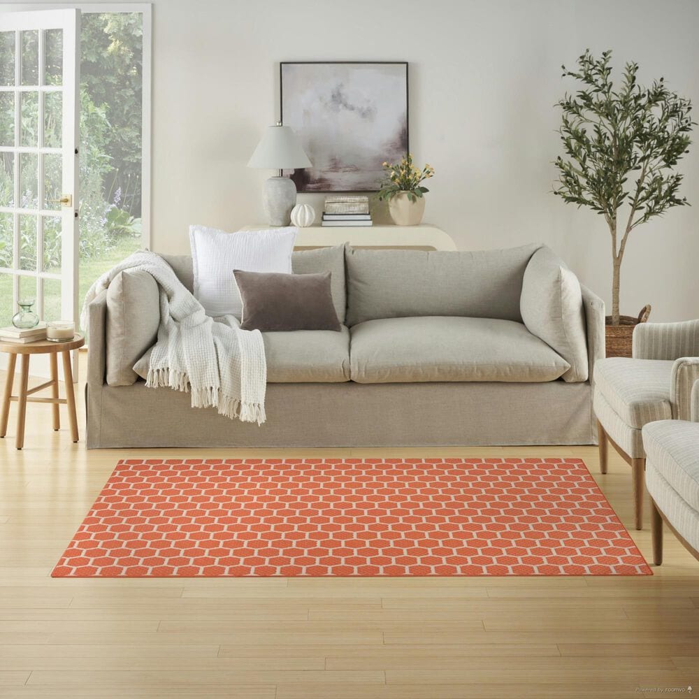Nourison Twist Reversible 4&#39; x 6&#39; Coral Indoor/Outdoor Area Rug, , large