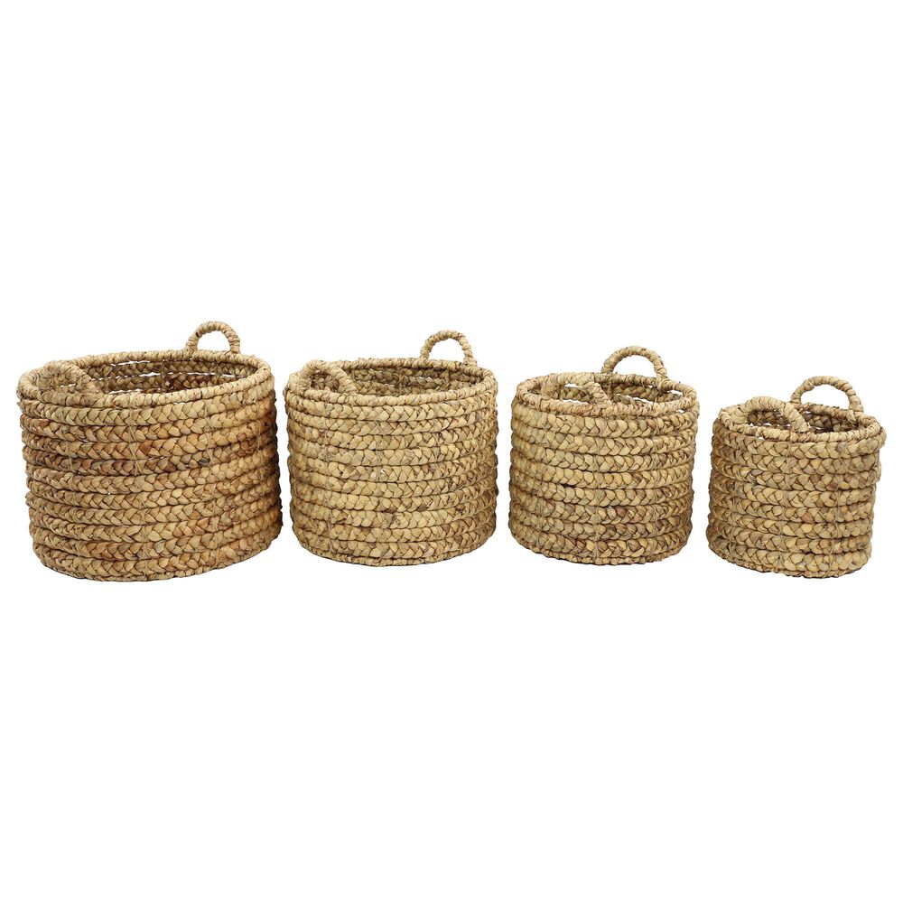 Maple and Jade Coastal Dried Plant Material Storage Basket Brown Set of 4, , large