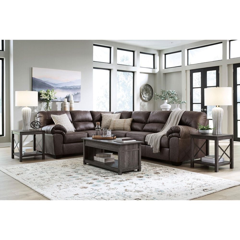 Ashley WillowBend 3-Piece Sectional with LAF Sofa in Umber, , large