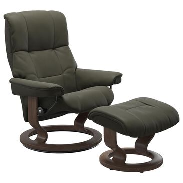 Stressless Mayfair Large Chair and Ottoman in Paloma Dark Olive, , large