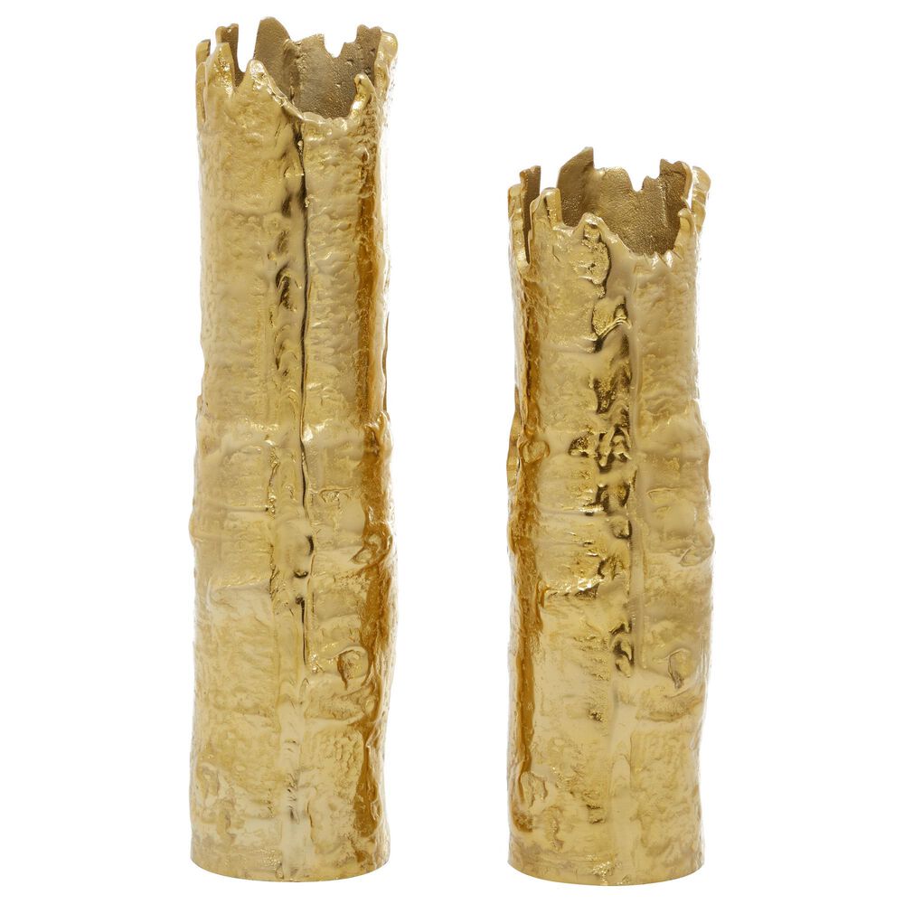 CosmoLiving by Cosmopolitan Bamboo-Shaped Vase in Gold &#40;Set of 2&#41;, , large