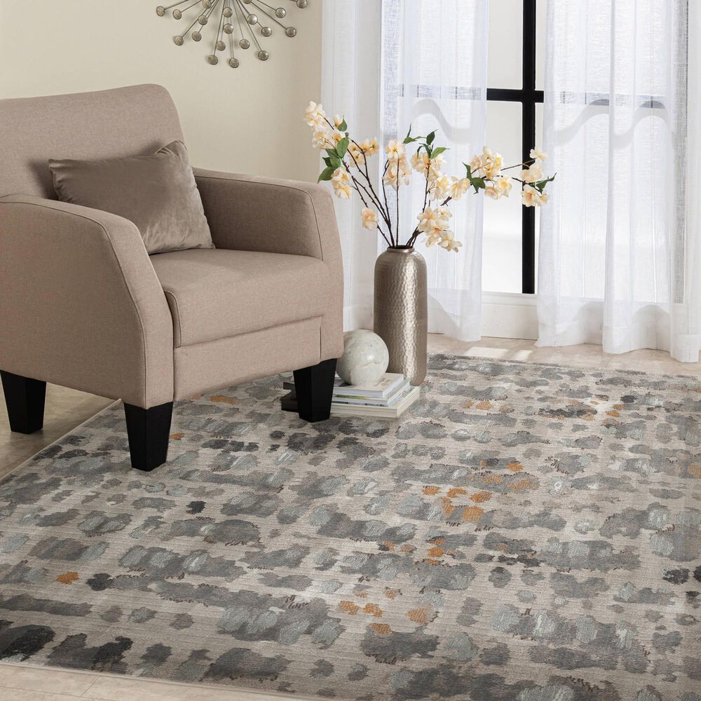 Central Oriental Adore Zed 7&#39;10&quot; x 9&#39;10&quot; Grey and Orange Area Rug, , large