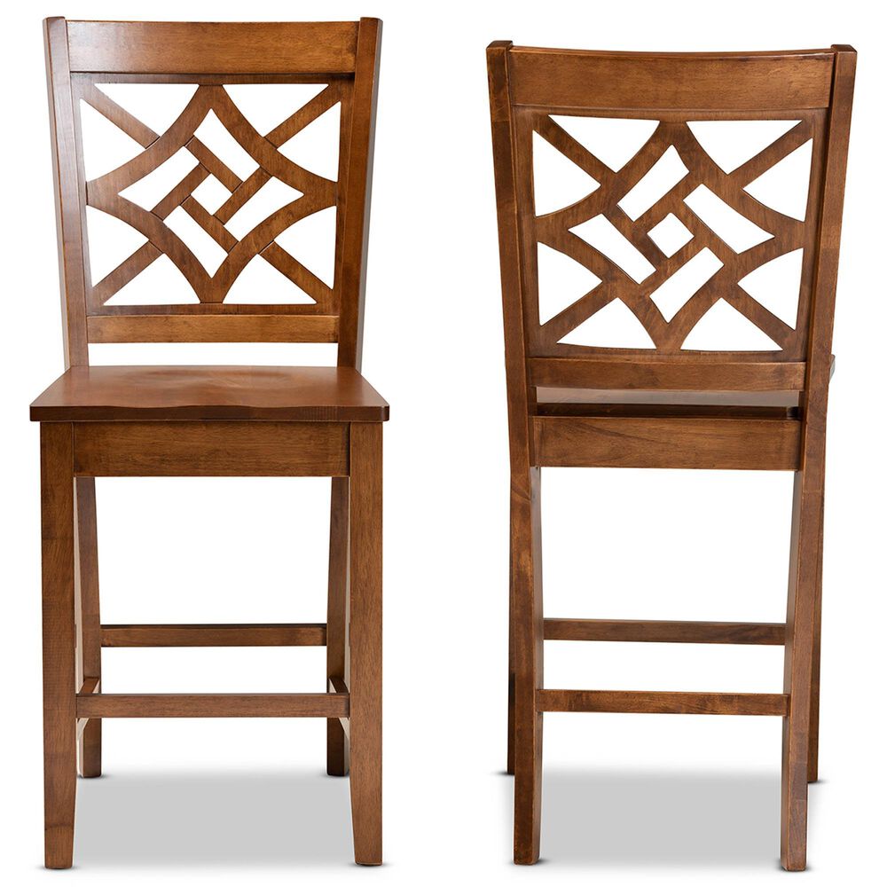 Baxton Studio Nicolette Counter Stool in Walnut Brown (Set of 2), , large